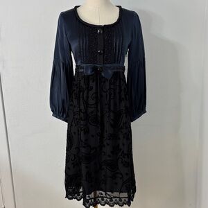 Moiselle Mulberry Silk Black Velvet Burnout Dress‎ Whimsigoth Holiday Wedding